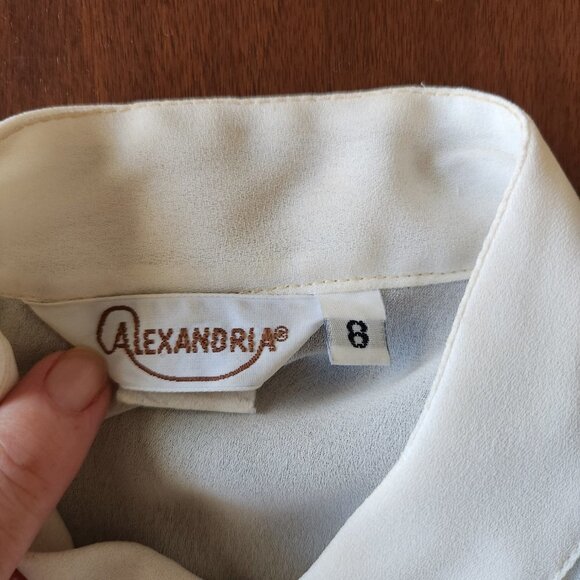 Alexandria Vintage Sheer Ivory Pleated Bouse Sz 8 - Picture 10 of 11